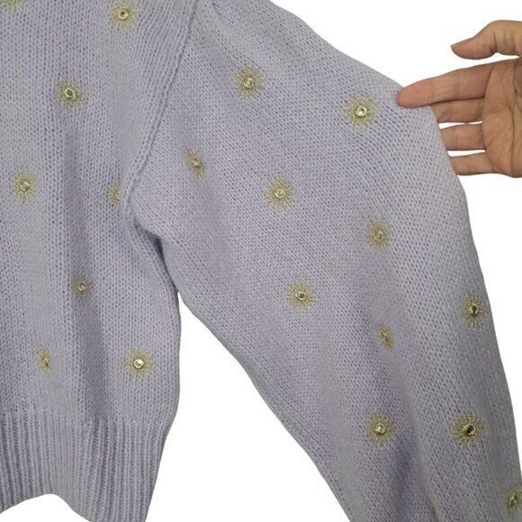 Farm Rio Mirror Embroidered Sweater in Soft Lilac Size XS - Picture 5 of 10